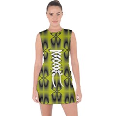 Digital Floral Lace Up Front Bodycon Dress by Sparkle