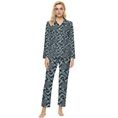 Modern Illusion Womens  Long Sleeve Pocket Pajamas Set