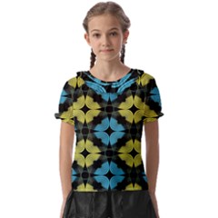 Digital Floral Kids  Frill Chiffon Blouse