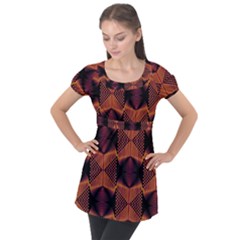 Digital Diamonds Puff Sleeve Tunic Top by Sparkle