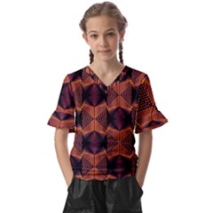 Digital Diamonds Kids  V-neck Horn Sleeve Blouse