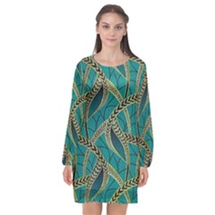 Digital Springs Long Sleeve Chiffon Shift Dress 