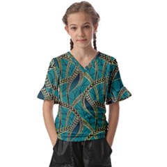 Digital Springs Kids  V-neck Horn Sleeve Blouse by Sparkle