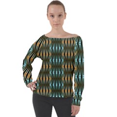 Digital Springs Off Shoulder Long Sleeve Velour Top by Sparkle