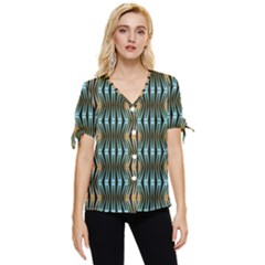 Digital Springs Bow Sleeve Button Up Top by Sparkle