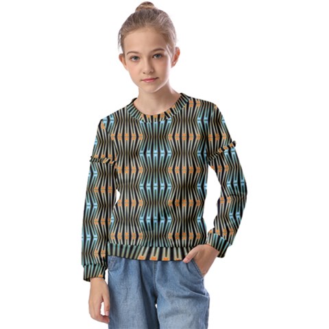 Digital Springs Kids  Long Sleeve Tee With Frill  by Sparkle