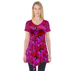 Flowers Grow And Peace Also For Humankind Short Sleeve Tunic  by pepitasart