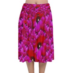 Flowers Grow And Peace Also For Humankind Velvet Flared Midi Skirt by pepitasart