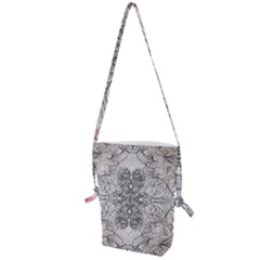 Mono Repeats Folding Shoulder Bag by kaleidomarblingart