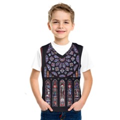 Chartres-cathedral-notre-dame-de-paris-amiens-cath-stained-glass Kids  Basketball Tank Top by Sudhe