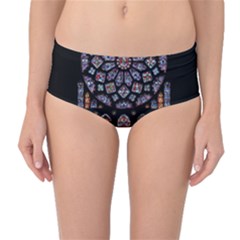 Chartres-cathedral-notre-dame-de-paris-amiens-cath-stained-glass Mid-waist Bikini Bottoms by Sudhe