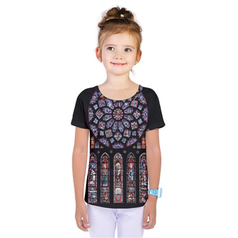 Chartres-cathedral-notre-dame-de-paris-amiens-cath-stained-glass Kids  One Piece Tee by Sudhe