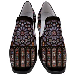 Chartres-cathedral-notre-dame-de-paris-amiens-cath-stained-glass Women Slip On Heel Loafers by Sudhe