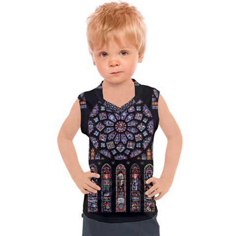 Chartres-cathedral-notre-dame-de-paris-amiens-cath-stained-glass Kids  Sport Tank Top by Sudhe