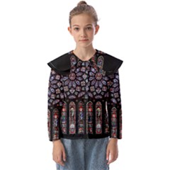 Chartres-cathedral-notre-dame-de-paris-amiens-cath-stained-glass Kids  Peter Pan Collar Blouse by Sudhe