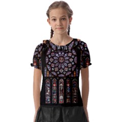 Chartres-cathedral-notre-dame-de-paris-amiens-cath-stained-glass Kids  Frill Chiffon Blouse by Sudhe