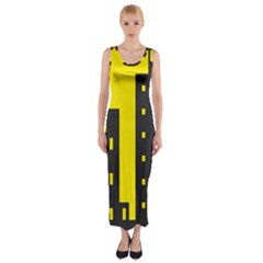 Skyline-city-building-sunset Fitted Maxi Dress by Sudhe