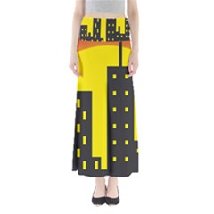 Skyline-city-building-sunset Full Length Maxi Skirt by Sudhe