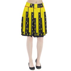 Skyline-city-building-sunset Pleated Skirt by Sudhe