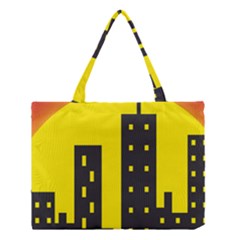 Skyline-city-building-sunset Medium Tote Bag by Sudhe