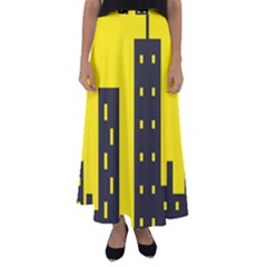 Skyline-city-building-sunset Flared Maxi Skirt by Sudhe