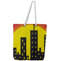 Skyline-city-building-sunset Full Print Rope Handle Tote (large) by Sudhe