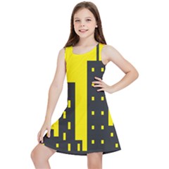 Skyline-city-building-sunset Kids  Lightweight Sleeveless Dress by Sudhe