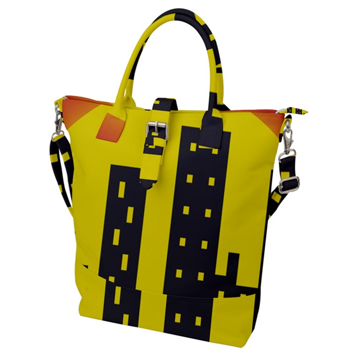 Skyline-city-building-sunset Buckle Top Tote Bag