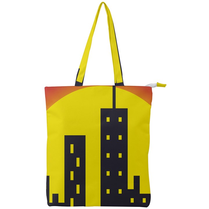 Skyline-city-building-sunset Double Zip Up Tote Bag