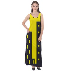 Skyline-city-building-sunset Sleeveless Velour Maxi Dress by Sudhe