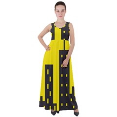 Skyline-city-building-sunset Empire Waist Velour Maxi Dress by Sudhe