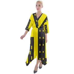 Skyline-city-building-sunset Quarter Sleeve Wrap Front Maxi Dress by Sudhe