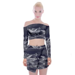 Mountain-snow-night-cold-winter Off Shoulder Top With Mini Skirt Set by Sudhe