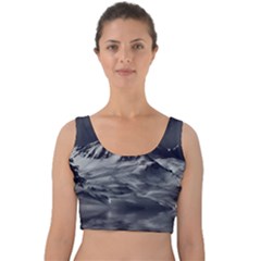 Mountain-snow-night-cold-winter Velvet Crop Top