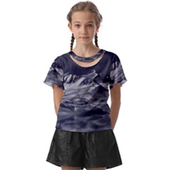 Mountain-snow-night-cold-winter Kids  Front Cut Tee by Sudhe