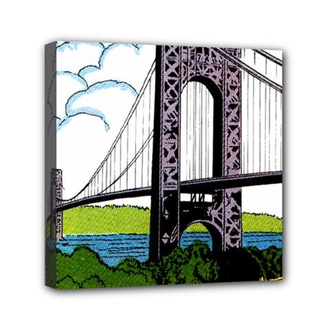 Bridge-vintage-clip-art-color Mini Canvas 6  X 6  (stretched) by Sudhe