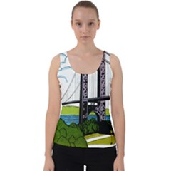 Bridge-vintage-clip-art-color Velvet Tank Top by Sudhe