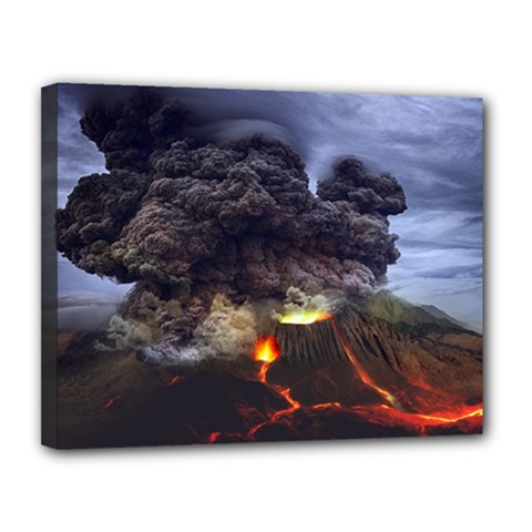 Landscape-volcano-eruption-lava Canvas 14  X 11  (stretched) by Sudhe