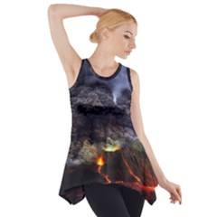 Landscape-volcano-eruption-lava Side Drop Tank Tunic by Sudhe