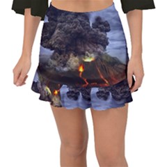 Landscape-volcano-eruption-lava Fishtail Mini Chiffon Skirt by Sudhe