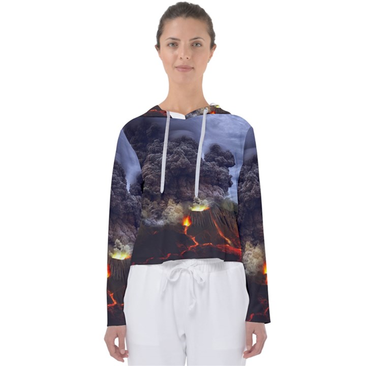 Landscape-volcano-eruption-lava Women s Slouchy Sweat