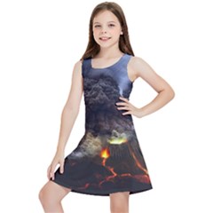 Landscape-volcano-eruption-lava Kids  Lightweight Sleeveless Dress