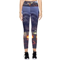 Landscape-volcano-eruption-lava Pocket Leggings  by Sudhe