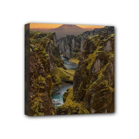 Landscape-cannon-river-mountain Mini Canvas 4  x 4  (Stretched)