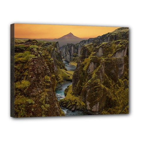 Landscape-cannon-river-mountain Canvas 16  x 12  (Stretched)