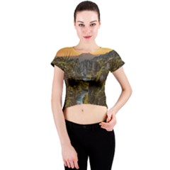 Landscape-cannon-river-mountain Crew Neck Crop Top