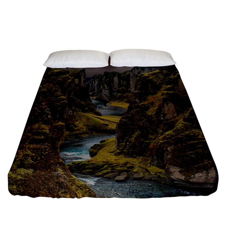 Landscape-cannon-river-mountain Fitted Sheet (California King Size)