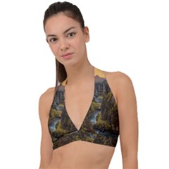 Landscape-cannon-river-mountain Halter Plunge Bikini Top