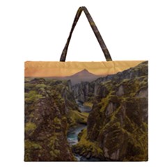 Landscape-cannon-river-mountain Zipper Large Tote Bag