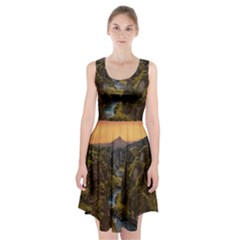 Landscape-cannon-river-mountain Racerback Midi Dress